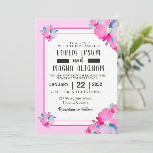 Watercolor Luxus Hochzeitsreise Einladung Karte De (Stehend Vorderseite)