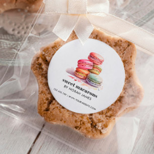 Watercolor Macarons Sweet Cake WEBSITE Quadratischer Aufkleber
