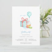 Watercolor Macaroons Baby Boy Birthday Party Invit Einladung (Stehend Vorderseite)