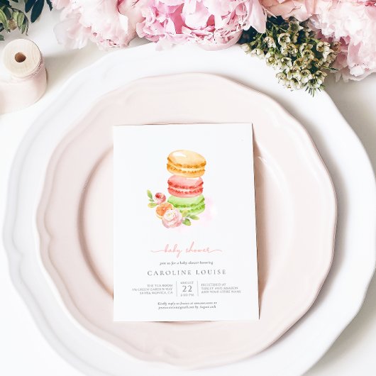 Watercolor Macaroons Baby Dusche Einladung