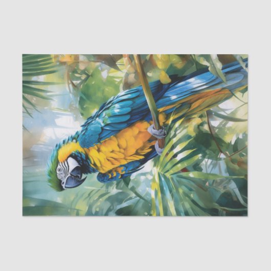 Watercolor Macaw Tropical Decoupage Seidenpapier (Vorderseite)
