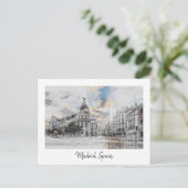 Watercolor Madrid Postcard - Landschaftliche Madri Feiertagspostkarte (Stehend Vorderseite)