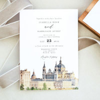 Watercolor Madrid Spanien Gebäude Skyline Wedding