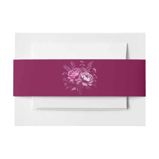 Watercolor Magenta Peony-Wedding- Einladungsbanderole (Vorderseite Beispiel)