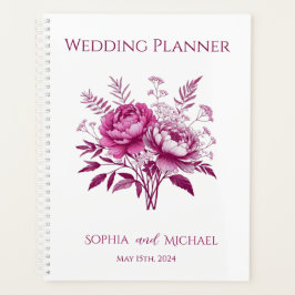 Watercolor Magenta Peony-Wedding-Planner Planer