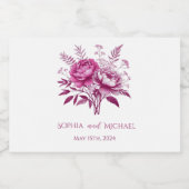 Watercolor Magenta Peony-Wedding Schaumweinetikett (Einzelnes Label)