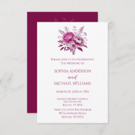 Watercolor Magenta Peony-Wedding Thema Einladung