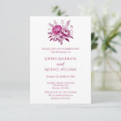 Watercolor Magenta Peony-Wedding Thema Einladung (Stehend Vorderseite)