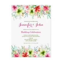Watercolor Magenta Red Amaryllis Floral Wedding