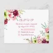 Watercolor Magenta Red Amaryllis Floral Wedding Postkarte (Vorderseite)