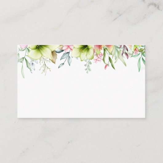 Watercolor Magenta Red Amaryllis Wedding Website Begleitkarte (Rückseite)