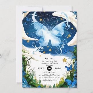 Watercolor Magic Butterfly Geburtstag Einladung