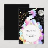 Watercolor Magic Dragon Birthday Dankeskarte (Vorne/Hinten)