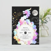 Watercolor Magic Dragon Birthday Einladung (Stehend Vorderseite)