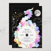 Watercolor Magic Dragon Birthday Einladung (Vorne/Hinten)