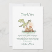 Watercolor Magic Dragon Mountain Boy Baby Dusche Dankeskarte (Vorderseite)