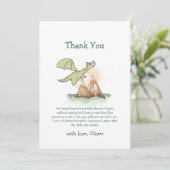 Watercolor Magic Dragon Mountain Boy Baby Dusche Dankeskarte (Stehend Vorderseite)