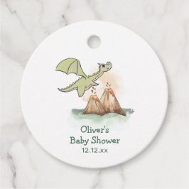 Watercolor Magic Dragon Mountain Boy Baby Dusche Geschenkanhänger