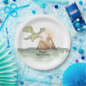 Watercolor Magic Dragon Mountain Boy Baby Dusche Pappteller (Party)