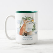 Watercolor Magic Fox im Winter Wunderland Zweifarbige Tasse (Links)