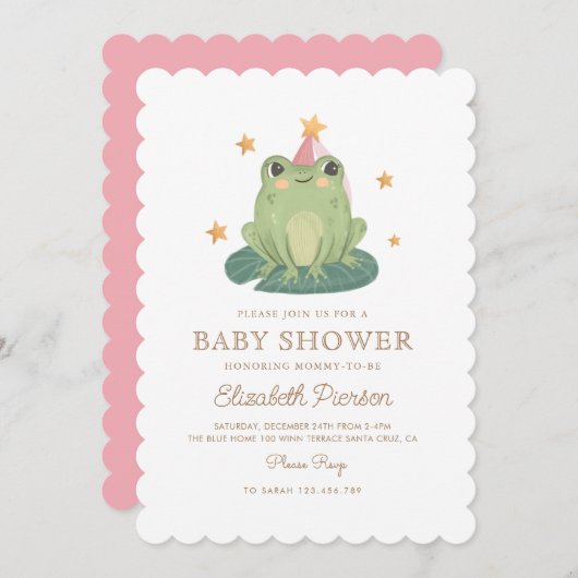 Watercolor Magic Frog Kinderdusche Einladung (Vorne/Hinten)