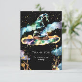 Watercolor Magic Kids Wizard Birthda Dankeskarte (Stehend Vorderseite)