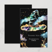 Watercolor Magic Kids Wizard Birthda Dankeskarte (Vorne/Hinten)