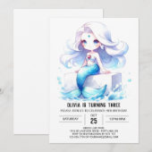 Watercolor Magic Mermaid Birthday Einladung (Vorne/Hinten)