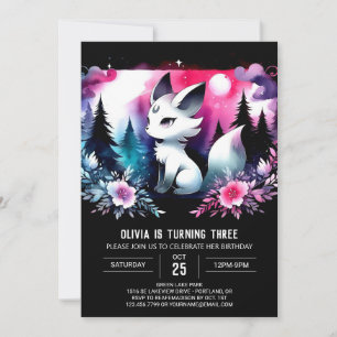 Watercolor Magic Wolf Geburtstag Einladung