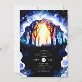 Watercolor Magic Woodland Geburtstag Einladung