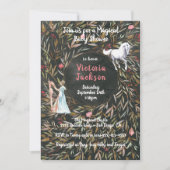 Watercolor Magical Fairytale Unicorn Kinderdusche Einladung (Vorderseite)