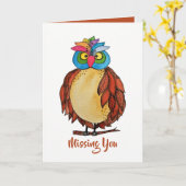 Watercolor Magical Owl mit Regenbogenfedern Karte (Gelbe Blume)