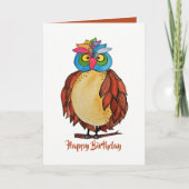 Watercolor Magical Owl mit Regenbogenfedern Karte (Vorderseite)