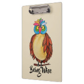 Watercolor Magical Owl mit Regenbogenfedern Klemmbrett (Links)