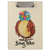 Watercolor Magical Owl mit Regenbogenfedern Klemmbrett (Vorderseite)