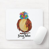 Watercolor Magical Owl mit Regenbogenfedern Mousepad (Mit Mouse)