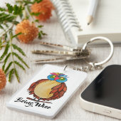 Watercolor Magical Owl mit Regenbogenfedern Schlüsselanhänger (Vorderseite rechts)