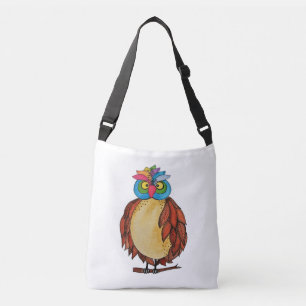 Watercolor Magical Owl mit Regenbogenfedern Tragetaschen Mit Langen Trägern