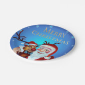 Watercolor Magical Santa Claus Smiling Rudolph Pappteller (Schrägansicht)