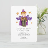 Watercolor Magician Wizard Junge Einladung zum Geb (Stehend Vorderseite)