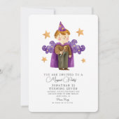 Watercolor Magician Wizard Junge Einladung zum Geb (Vorderseite)