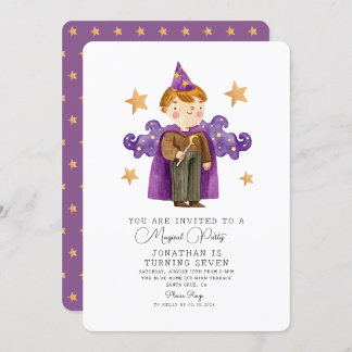 Watercolor Magician Wizard Junge Einladung zum Geb