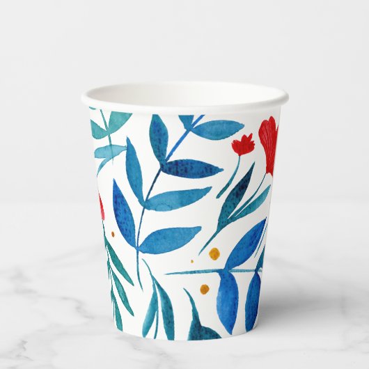 Watercolor Magischer Garten Pappbecher (Rückseite)