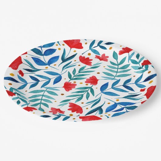 Watercolor Magischer Garten Pappteller (Schrägansicht)