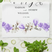 Watercolor Magnolia Blossom Kalligraphie Vielen Da Geschirrtuch (Gefaltet)