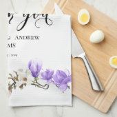 Watercolor Magnolia Blossom Kalligraphie Vielen Da Geschirrtuch (Viertel Falte)