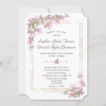 Watercolor Magnolia Blume Bloom Gold Wedding