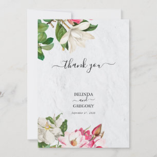 Watercolor Magnolia Blume Hochzeit Dankeskarte