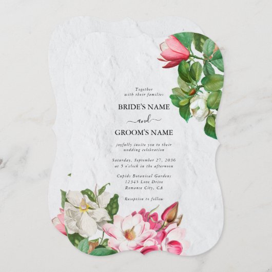 Watercolor Magnolia Blume Hochzeit Einladung (Vorne/Hinten)