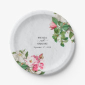 Watercolor Magnolia Blume Hochzeit Pappteller (Vorderseite)